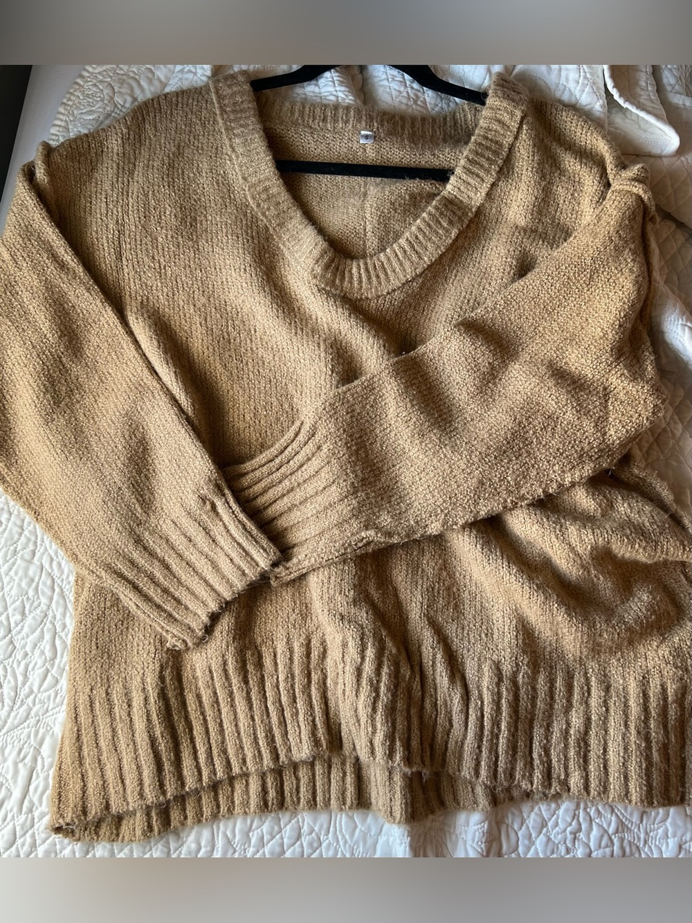 ANRABESS Oversized Scoop V Neck Batwing Long Sleeve Knit Pullover Sweaters - Picture 7 of 10